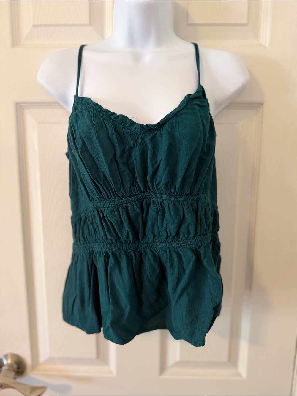 Old Navy Deep Teal Spaghetti Strap Peplum Cami